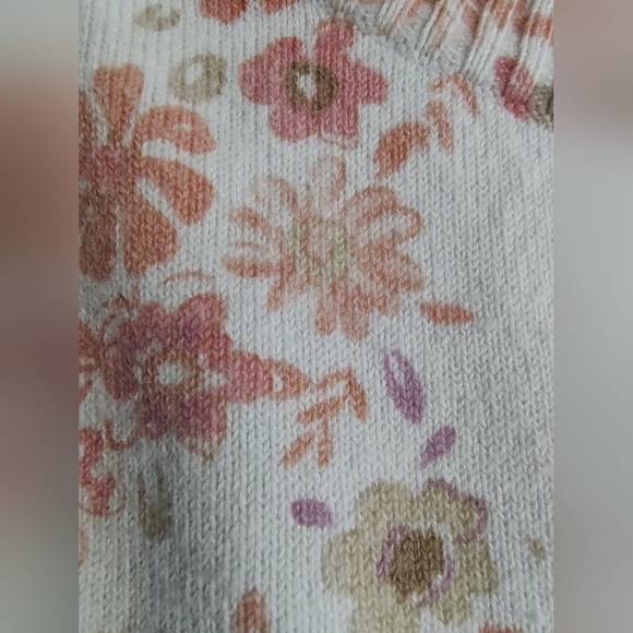 Pink Purple & White Floral Print Spring Cardigan Basic Editions SZ Small Medium - Picture 7 of 10